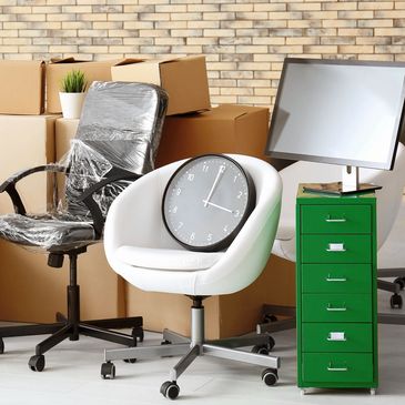 Office furniture moving scene